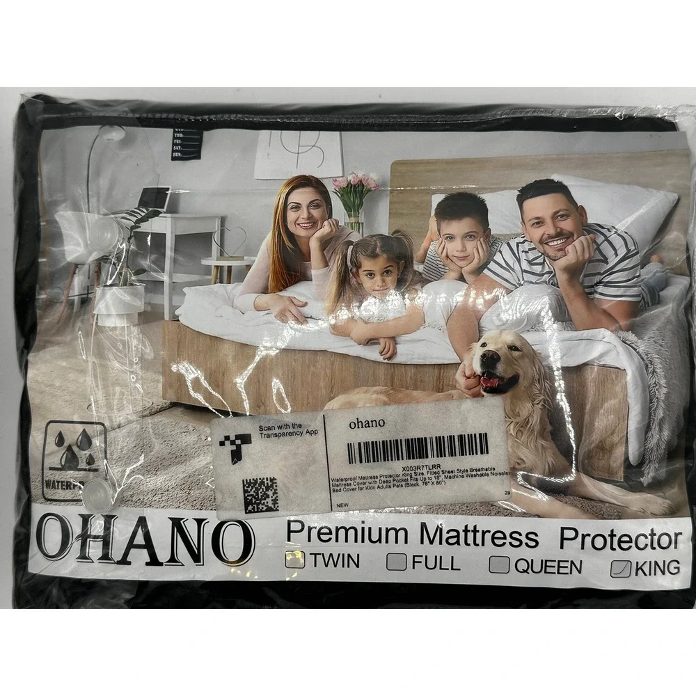 Ohano King Premium Mattress Protector Waterproof Deep Pocket Black 76x80